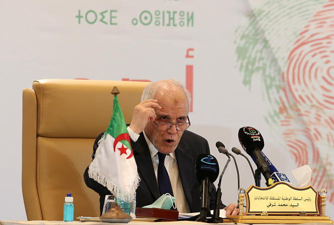 The head of the Independent National Electoral Authority, Mohamed Charfi, announced the results of the Algerian legislative elections during a press conference held in Algiers on Tuesday, June 15, 2021.