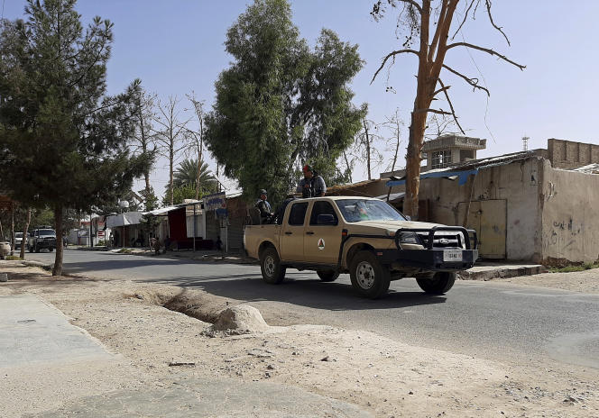 Afghan forces patrol a deserted street in Lashkar Gah, Helmand Province, Afghanistan, August 3rd.