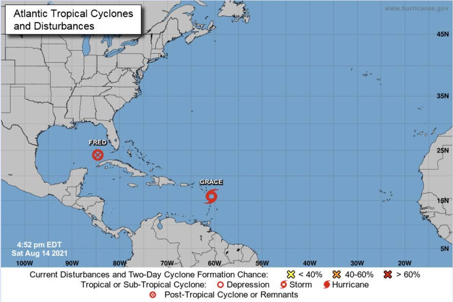 Tropical Storm Grace's epicenter farther south than expected
