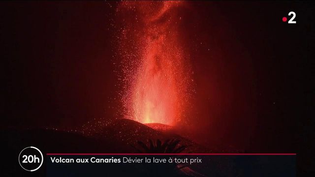 Volcanic eruption in the Canary Islands: Firefighters attempt to deflect the lava's path