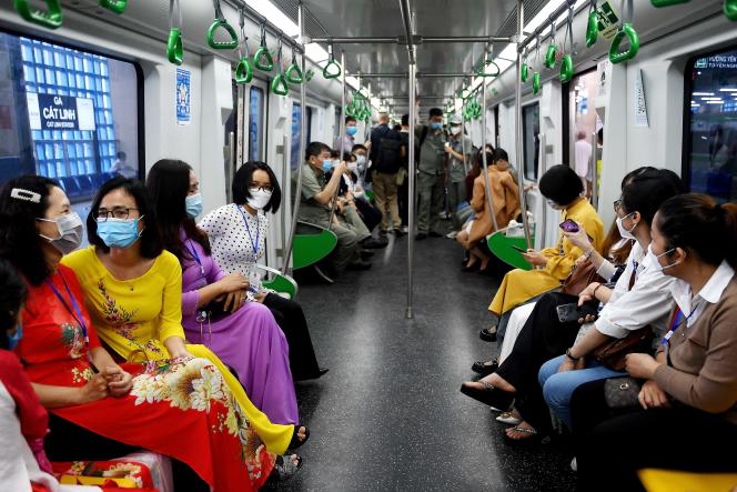 On board the first urban metro in Hanoi, November 6, 2021.