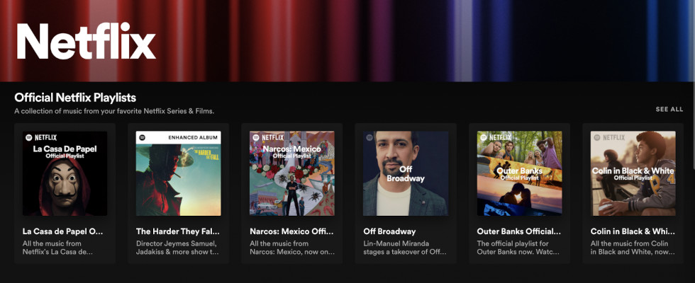 Spotify's Netflix Hub: Songs for Series and Movies