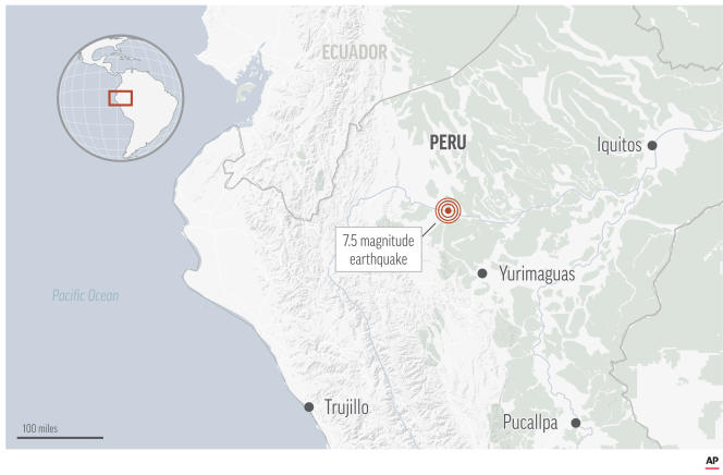 A 7.5-magnitude earthquake struck northern Peru on Sunday, November 28, according to the United States Institute of Geological Studies.