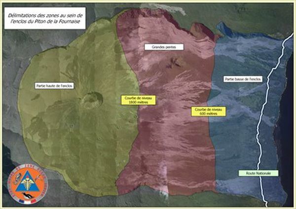 Piton de la Fournaise map of the enclosure area ORSEC device Plan Vulcan