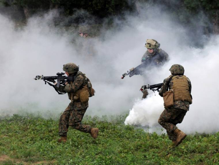 US soldiers in western Ukraine during a maneuver with several other western armies on June 24, 2015. (AFP/YURIY DYACHYSHYN)
