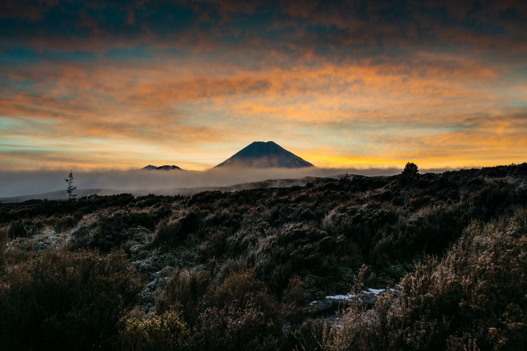 Sunrise over Mount Ngauruhoe in Tongariro National Park