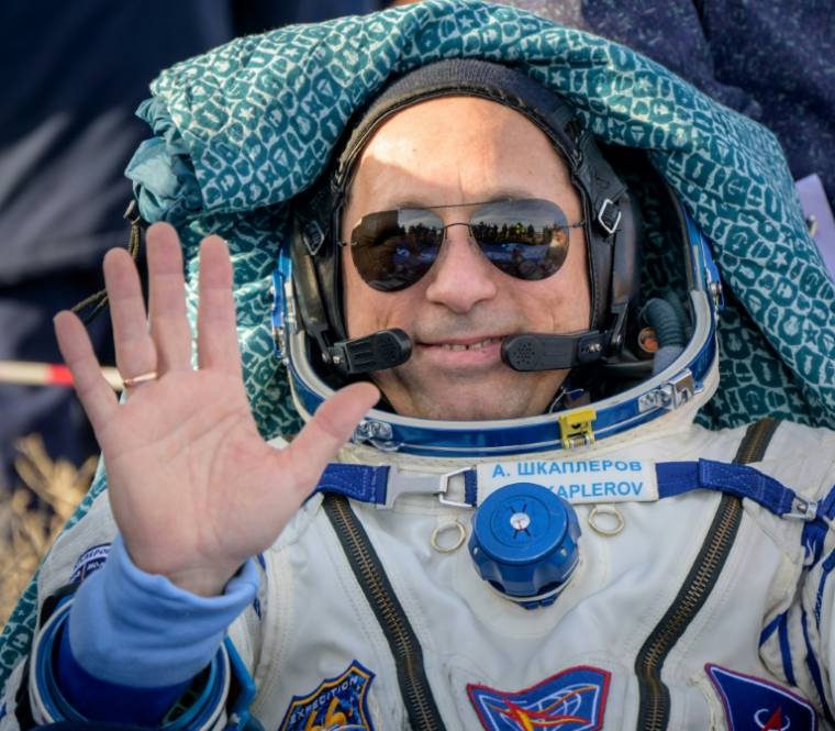 Russian cosmonaut Anton Chkaplerov after landing on the Soyuz MS-19 capsule on March 30, 2022 near Jezkazgan, Kazakhstan (NASA/Bill INGALLS)