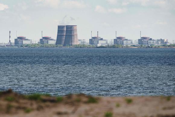 A far view showing the Zaporizhia Nuclear Power Plant, April 27, 2022.