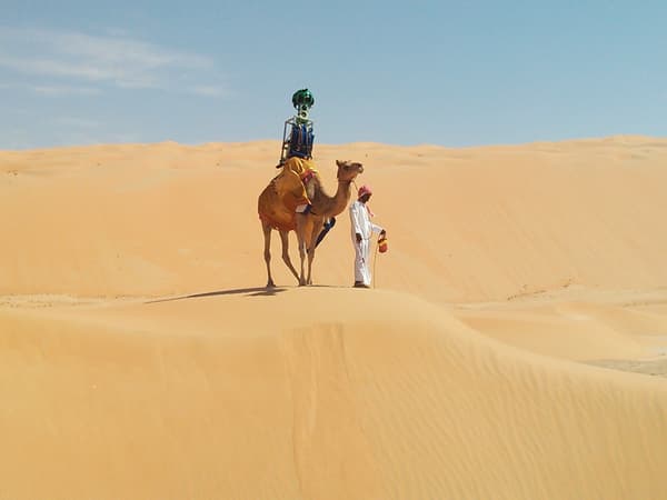 Google Street View camera on the back of a camel