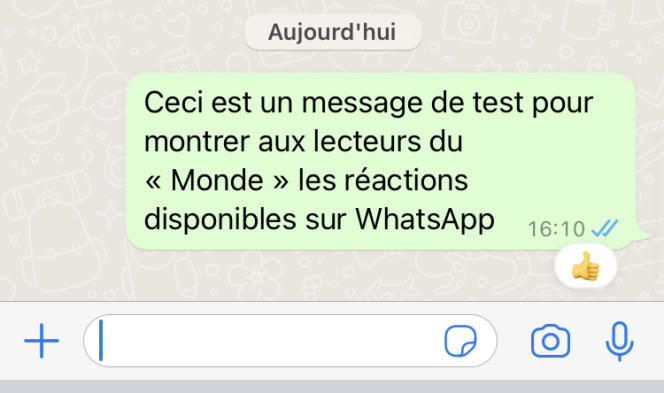 An example of a reaction, now possible on WhatsApp.