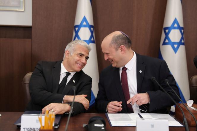 Naftali Bennett and Yair Lapid in Jerusalem, June 19, 2022.
