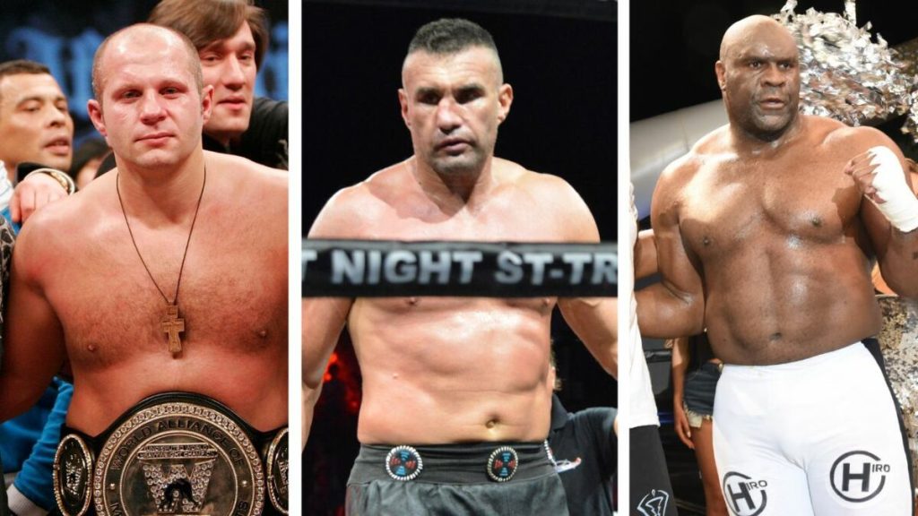 Jerome Le Banner, Fedor and Bob Sapp compete in impressive arm wrestling duels