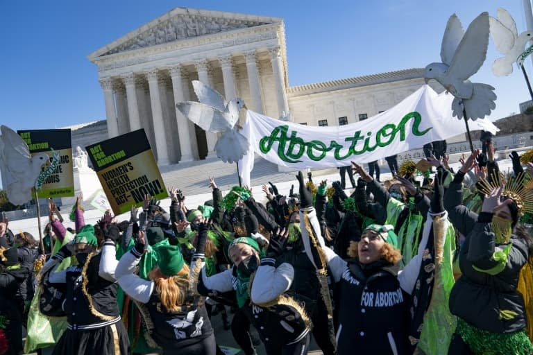 Abortion rights advocates outside the US Supreme Court on January 22, 2022 in Washington - Alex Edelman © 2019 AFP