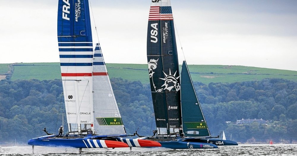 feather.  SailGP: Frenchman (5th) in clear progress at Plymouth - sailing