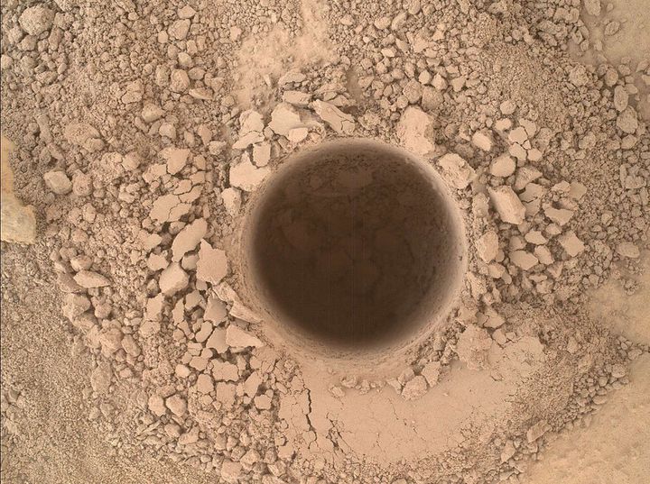 Digging a few centimeters deep was done by Curiosity on Mars.  (NASAJPL-CaltechMSSS)