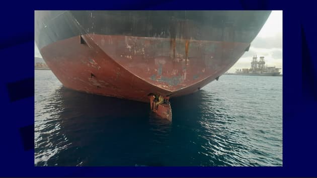 Migrants caught on their way after an 11-day journey at the rudder of an oil tanker