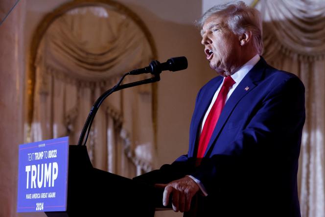 Former US President Donald Trump, Tuesday, November 15, at Mar-a-Lago in Palm Beach, Florida.