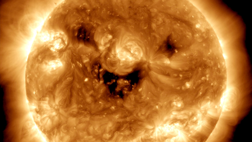 "Say cheese!"  NASA reveals a stunning shot of the "smiling" sun