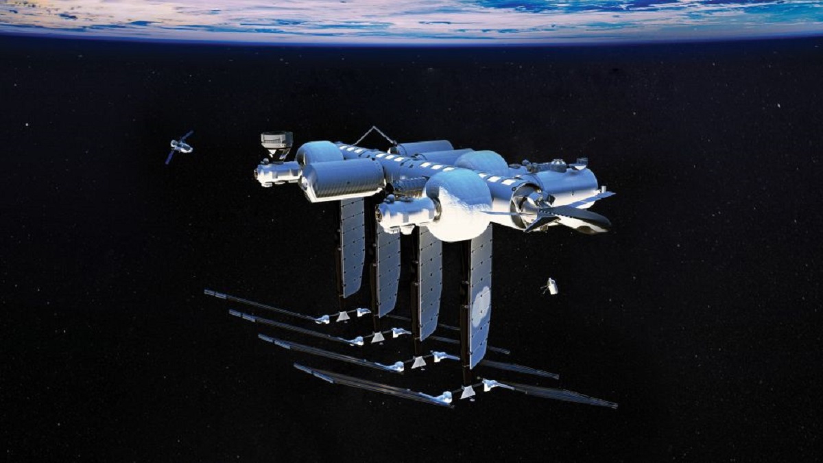 A live explosion of a prototype of the future International Space Station