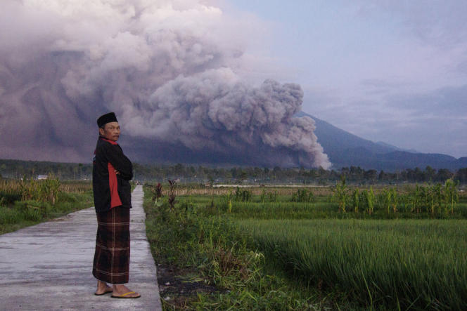Mount Semeru volcano erupted on December 4, 2022 on the island of Java, Indonesia.